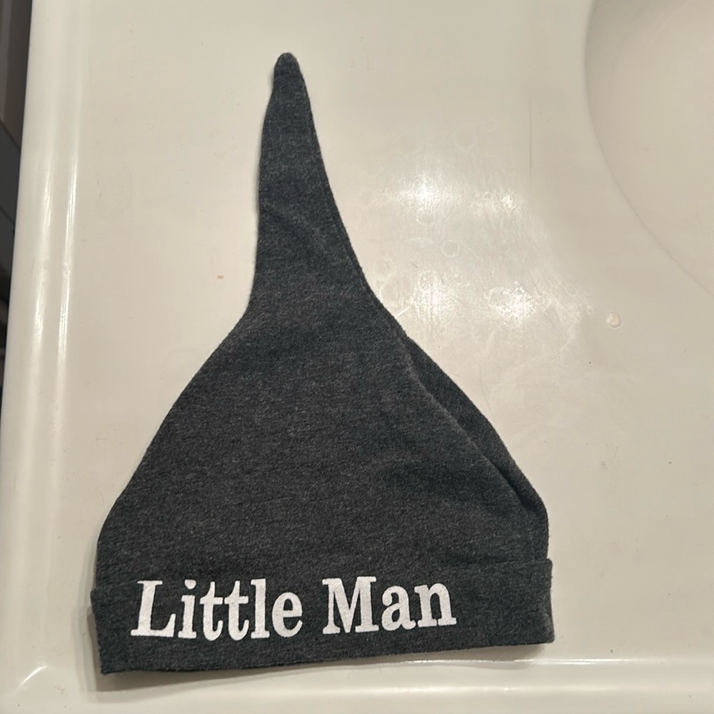 Gray little man hat for baby!
